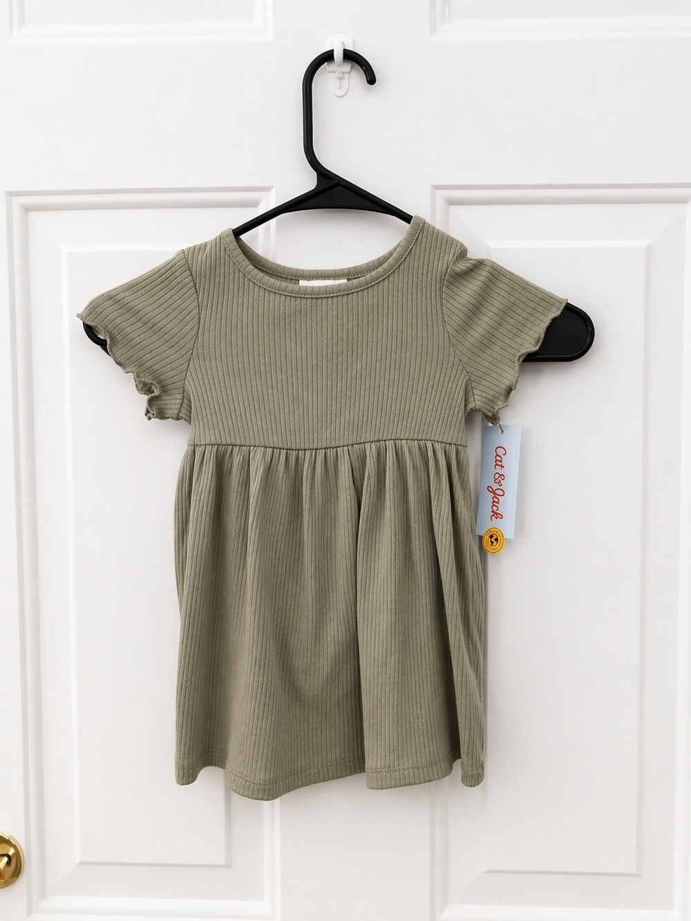 Cat & Jack Olive Green Ribbed Dress Size 18M - Picture 2 of 6